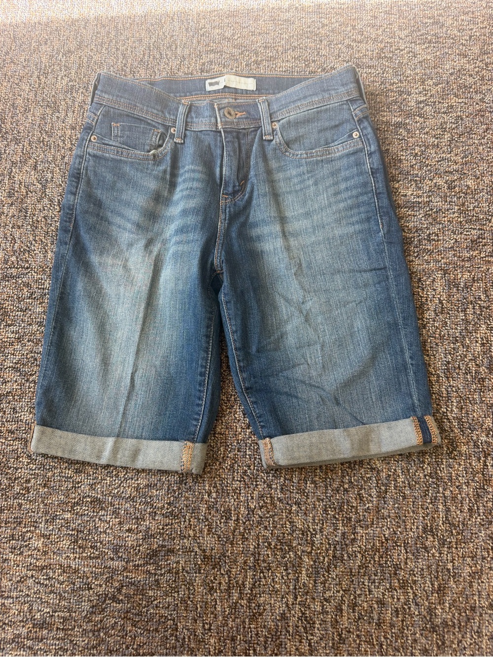Levi's Rolled Hem Denim Bermuda Shorts - Blue Wash Size 4
